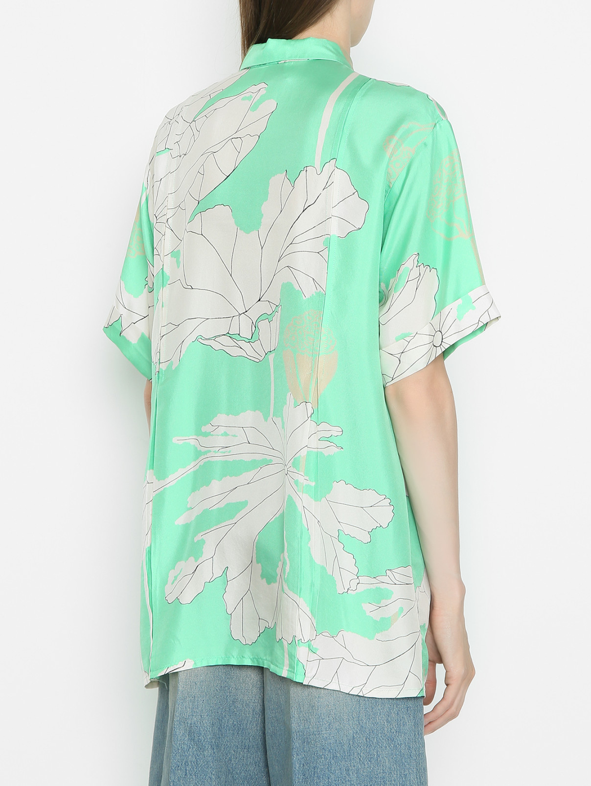 Рубашка из шелка с узором Alysi  –  МодельВерхНиз1  – Цвет:  Зеленый