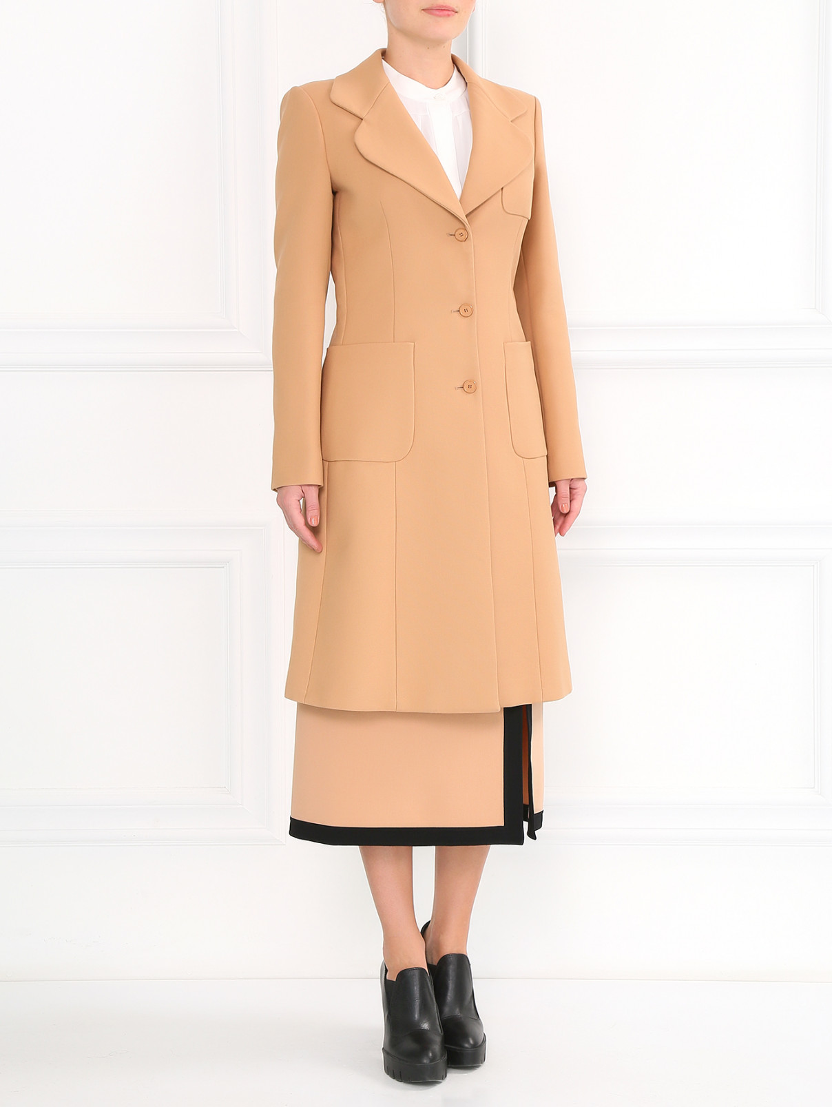 Пальто из хлопка с боковыми карманами Michael Kors  –  Модель Общий вид  – Цвет:  Коричневый