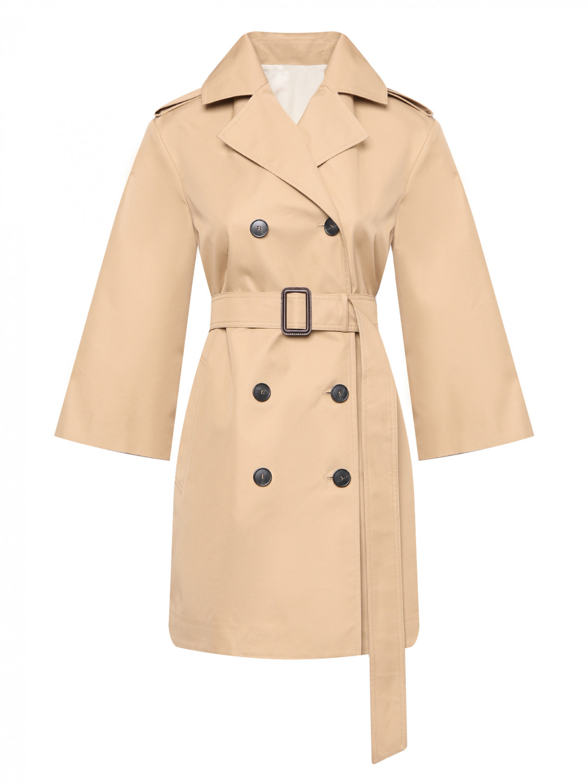 Плащ из смешанного хлопка с поясом Weekend Max Mara  –  Общий вид  – Цвет:  Бежевый