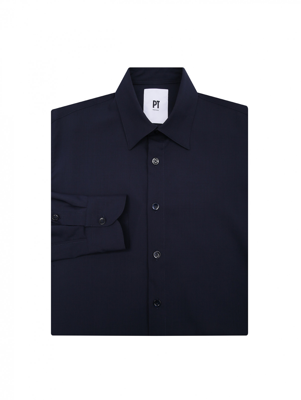 Рубашка из тонкой шерсти PT Torino  –  Общий вид  – Цвет:  Синий