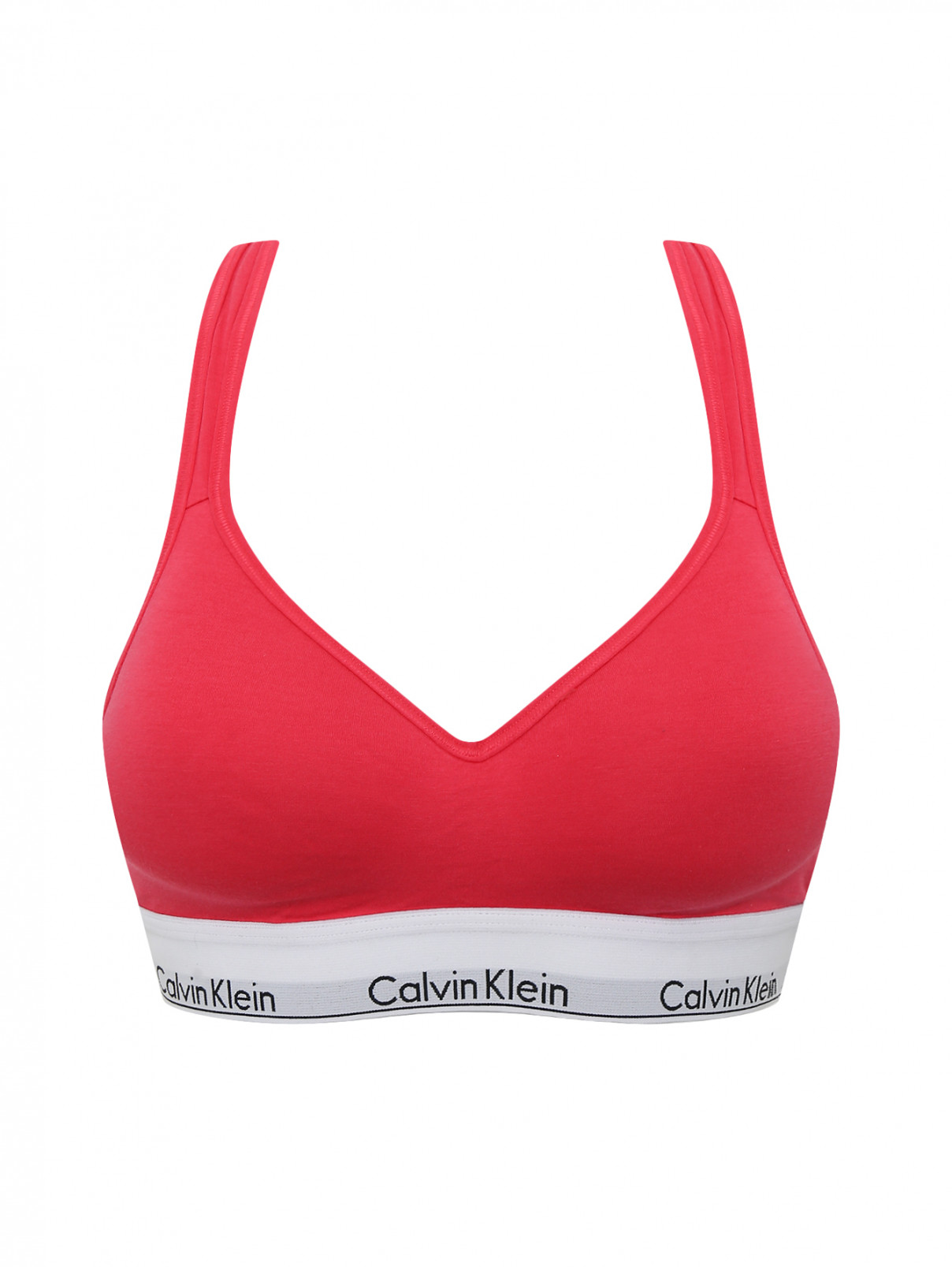 Спортивный бюстгальтер с контрастной резинкой Calvin Klein  –  Общий вид  – Цвет:  Розовый