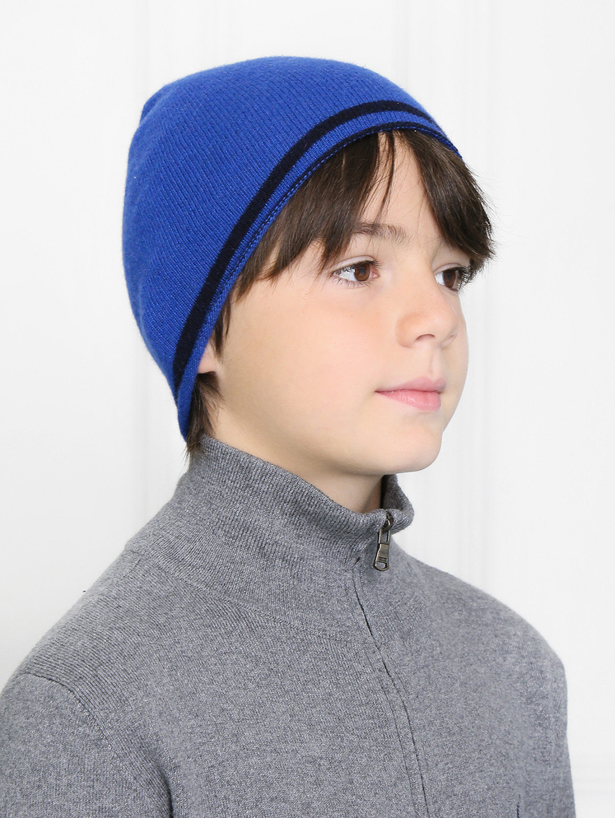 Трикотажная шапка мелкой вязки Nanan  –  Модель Общий вид  – Цвет:  Синий