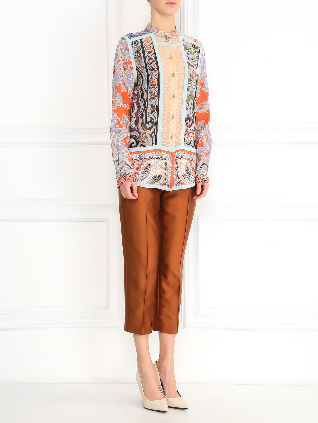 Блуза из шелка, шерсти и кашемира с узором "пейсли" Etro  –  Модель Общий вид  – Цвет:  Узор