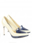 Туфли из лакированной кожи с контрастной вставкой на высоком каблуке Pollini  –  Общий вид