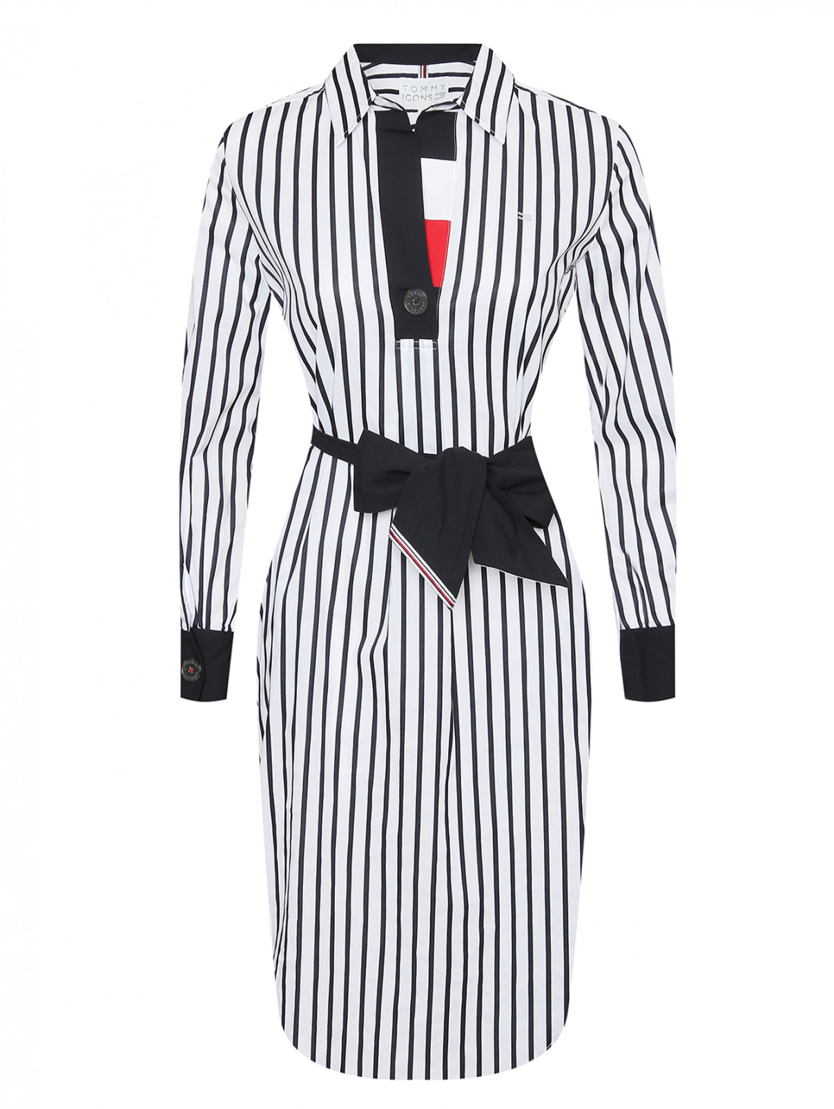 Платье-миди из хлопка с узором полоска Tommy Hilfiger  –  Общий вид
