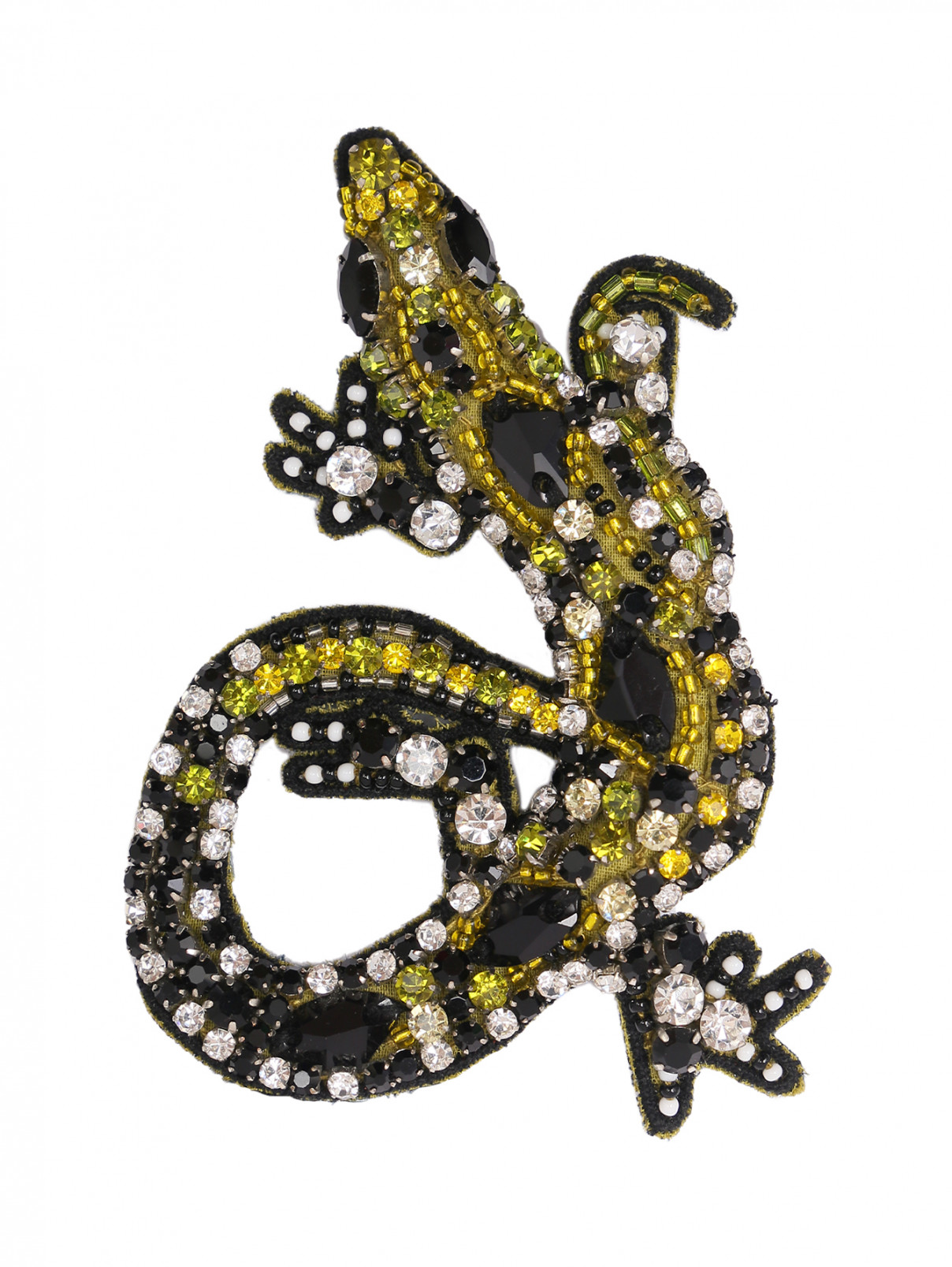 Брошь из текстиля декорированная стразами Max Mara  –  Общий вид  – Цвет:  Зеленый