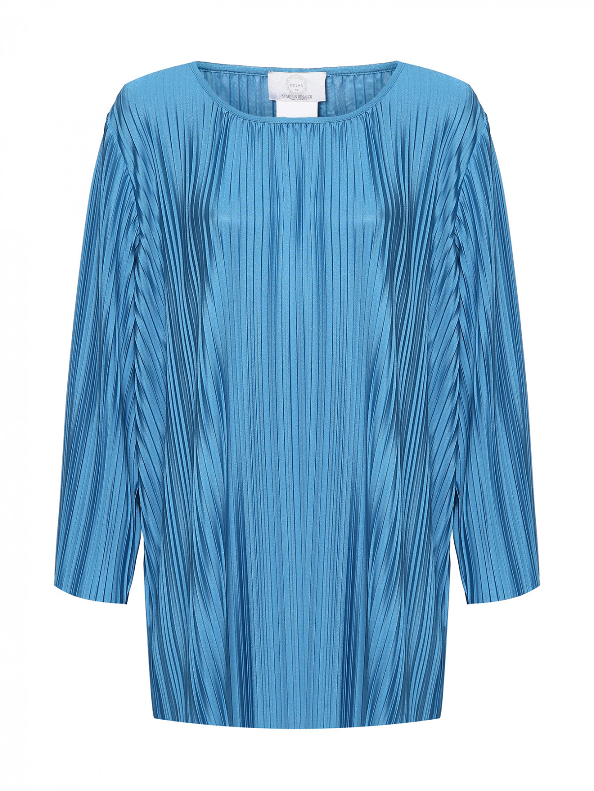 Блуза с мелкую плиссеровку Marina Rinaldi  –  Общий вид  – Цвет:  Синий