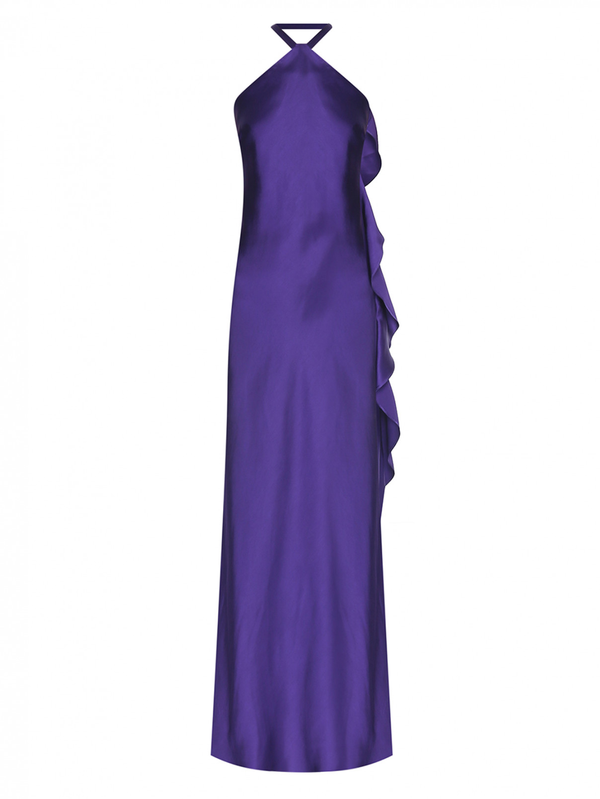 Платье из вискозы с воланом Max Mara  –  Общий вид  – Цвет:  Фиолетовый