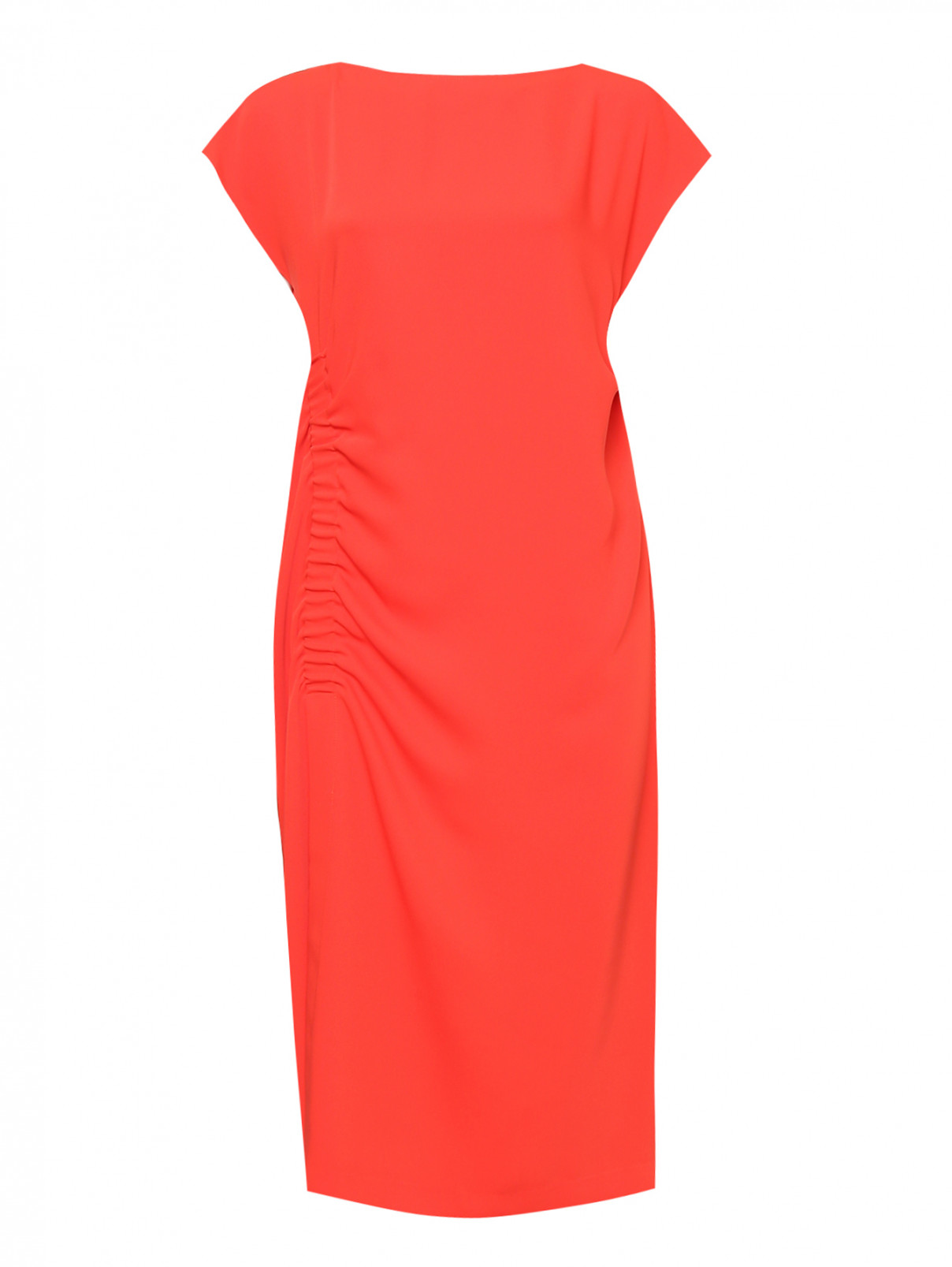 Платье-миди со сборкой P.A.R.O.S.H.  –  Общий вид  – Цвет:  Оранжевый