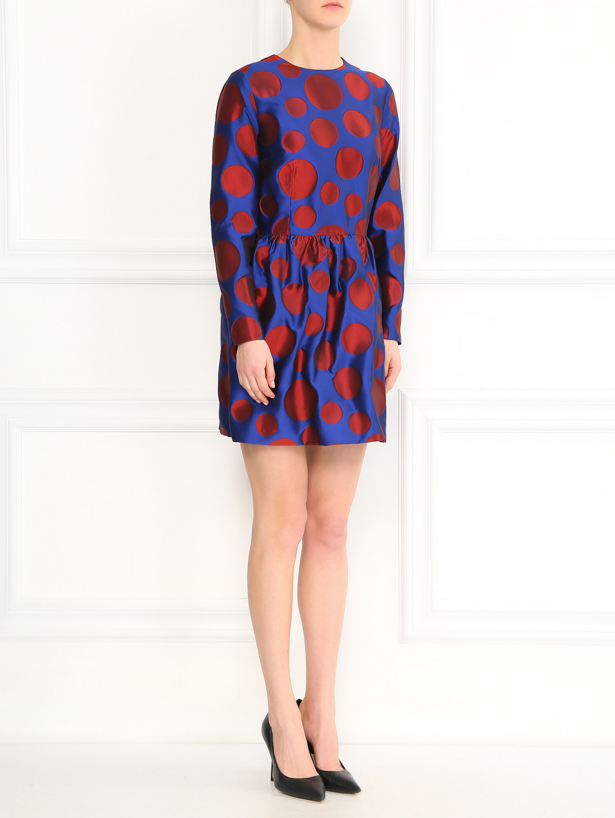 Платье-мини с узором "горох" Au Jour Le Jour  –  Модель Общий вид  – Цвет:  Синий
