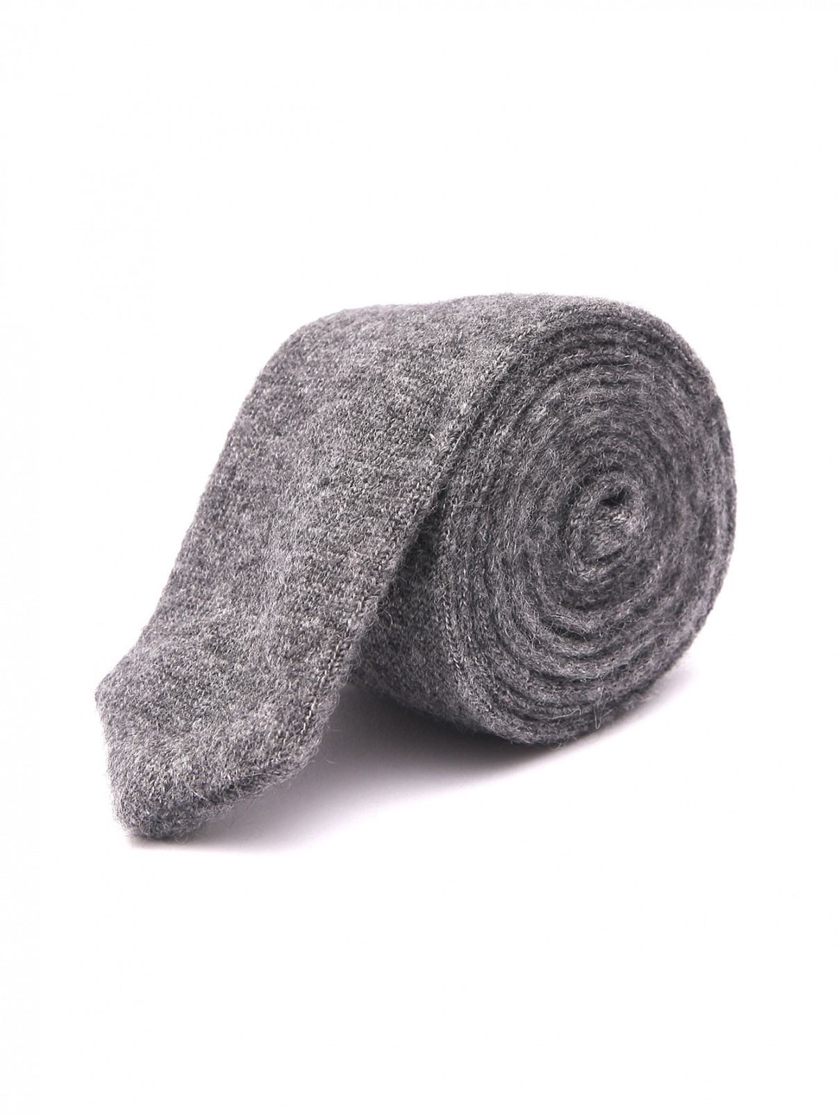 Трикотажный галстук из кашемира и шелка LARDINI  –  Общий вид  – Цвет:  Серый