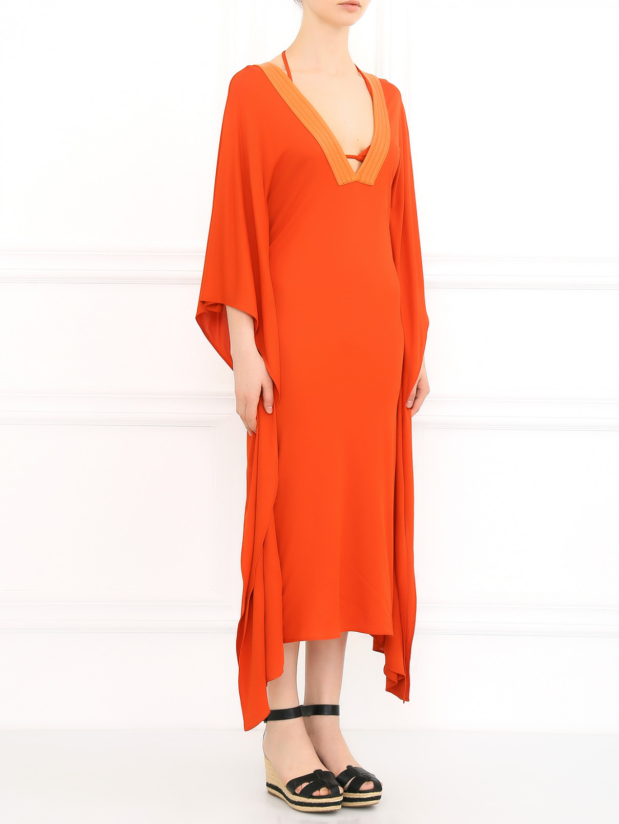 Платье-макси свободного кроя Barbara Bui  –  Модель Общий вид  – Цвет:  Оранжевый