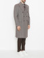 Двубортное пальто из шерсти с брошью LARDINI  –  МодельВерхНиз