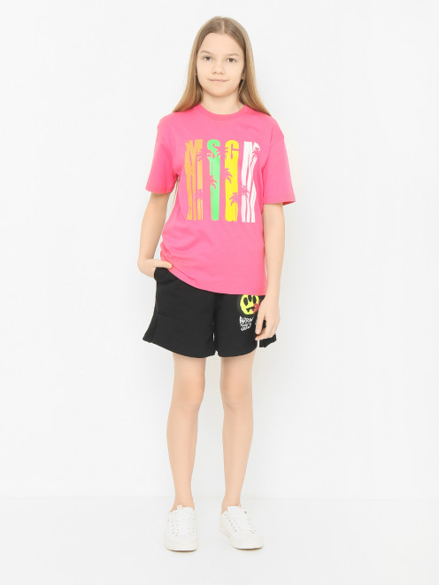 Футболка с принтом из хлопка MSGM - МодельОбщийВид