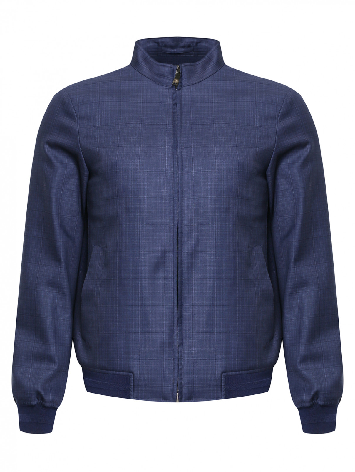 Куртка из шерсти с узором Pal Zileri  –  Общий вид  – Цвет:  Синий