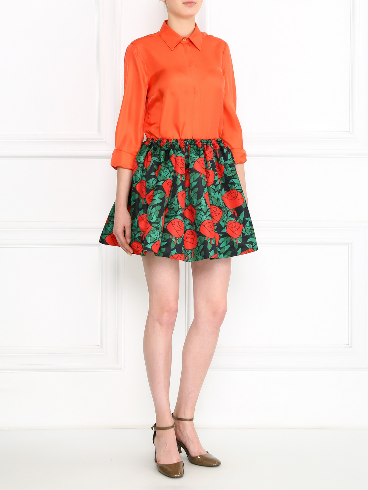 Однотонная блуза из шелка Versace Collection  –  Модель Общий вид  – Цвет:  Красный