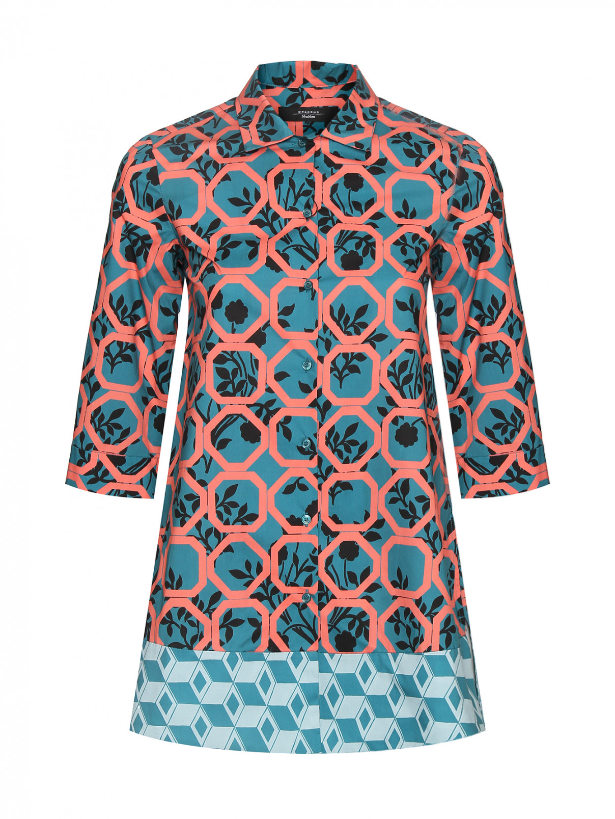 Блуза из хлопка с разрезами Weekend Max Mara  –  Общий вид  – Цвет:  Узор
