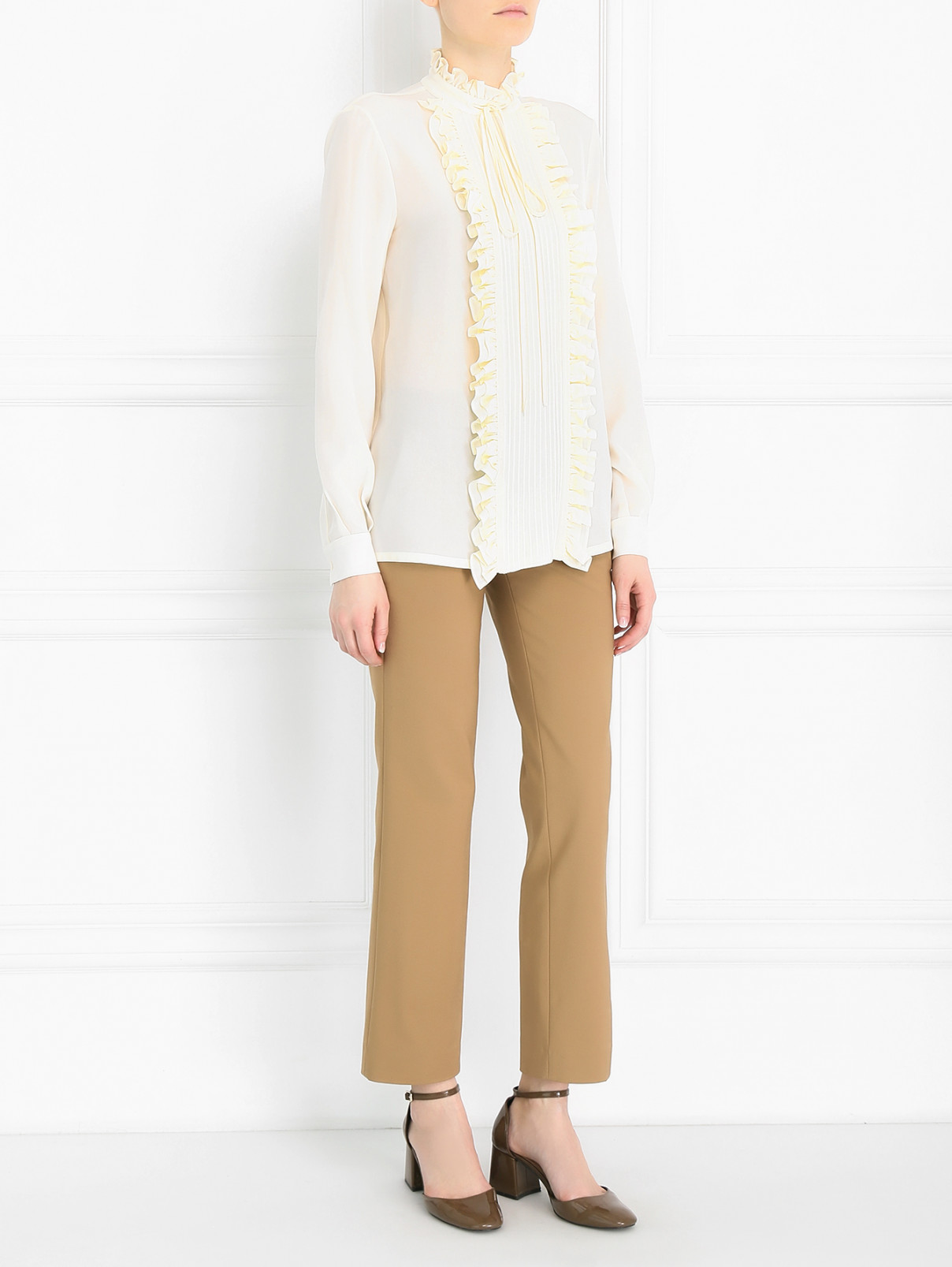 Блуза из шелка Stella Jean  –  Модель Общий вид  – Цвет:  Бежевый