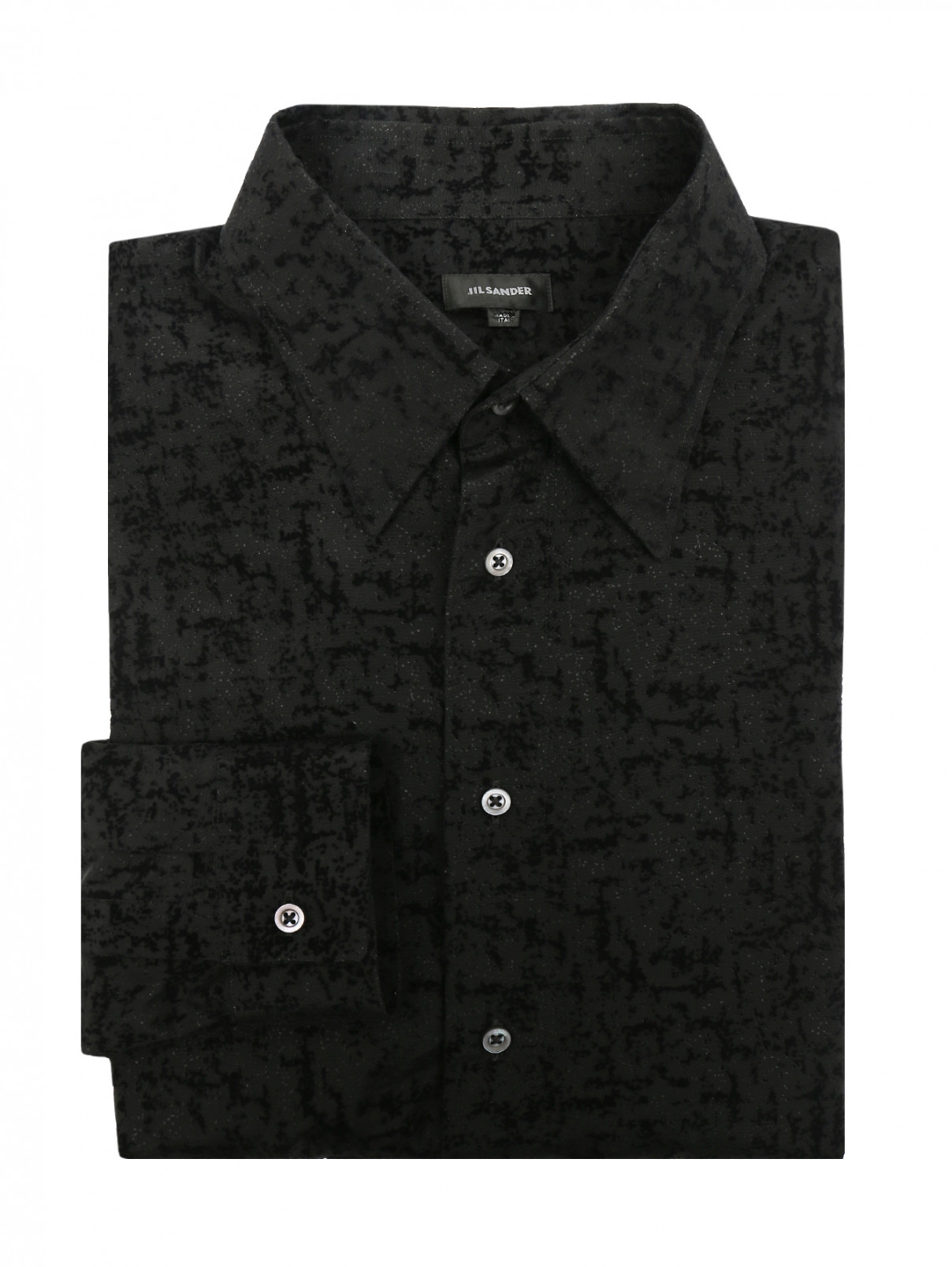 Рубашка с узором Jil Sander  –  Общий вид  – Цвет:  Черный