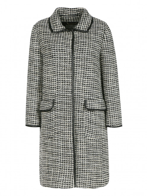Пальто из смешанной шерсти с узором Alberta Ferretti - Общий вид