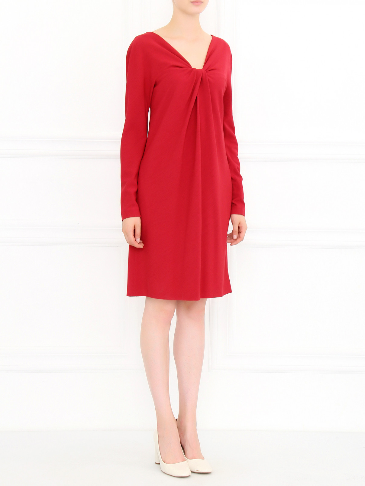 Платье-мини с драпировкой Alberta Ferretti  –  Модель Общий вид  – Цвет:  Красный