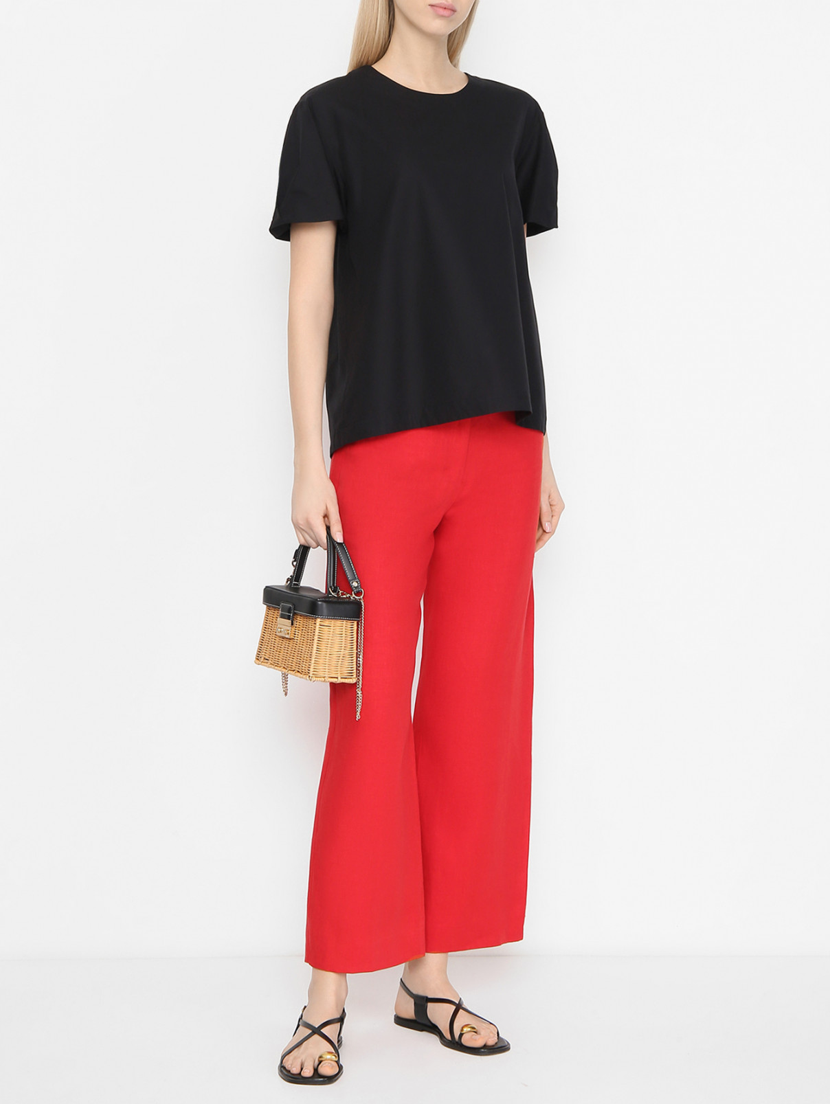 Брюки из льна Max Mara  –  МодельОбщийВид  – Цвет:  Красный
