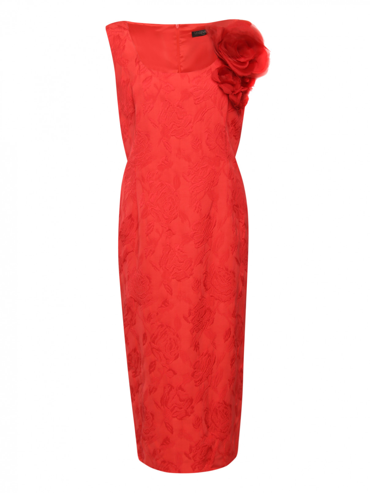Платье-футляр с цветочным узором Marina Rinaldi  –  Общий вид  – Цвет:  Красный