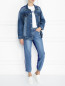 Удлиненная джинсовая куртка с принтом на спине Sjyp  –  МодельОбщийВид