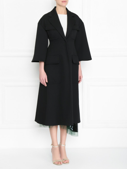 Пальто из шерсти с накладными карманами Carolina Herrera - МодельВерхНиз