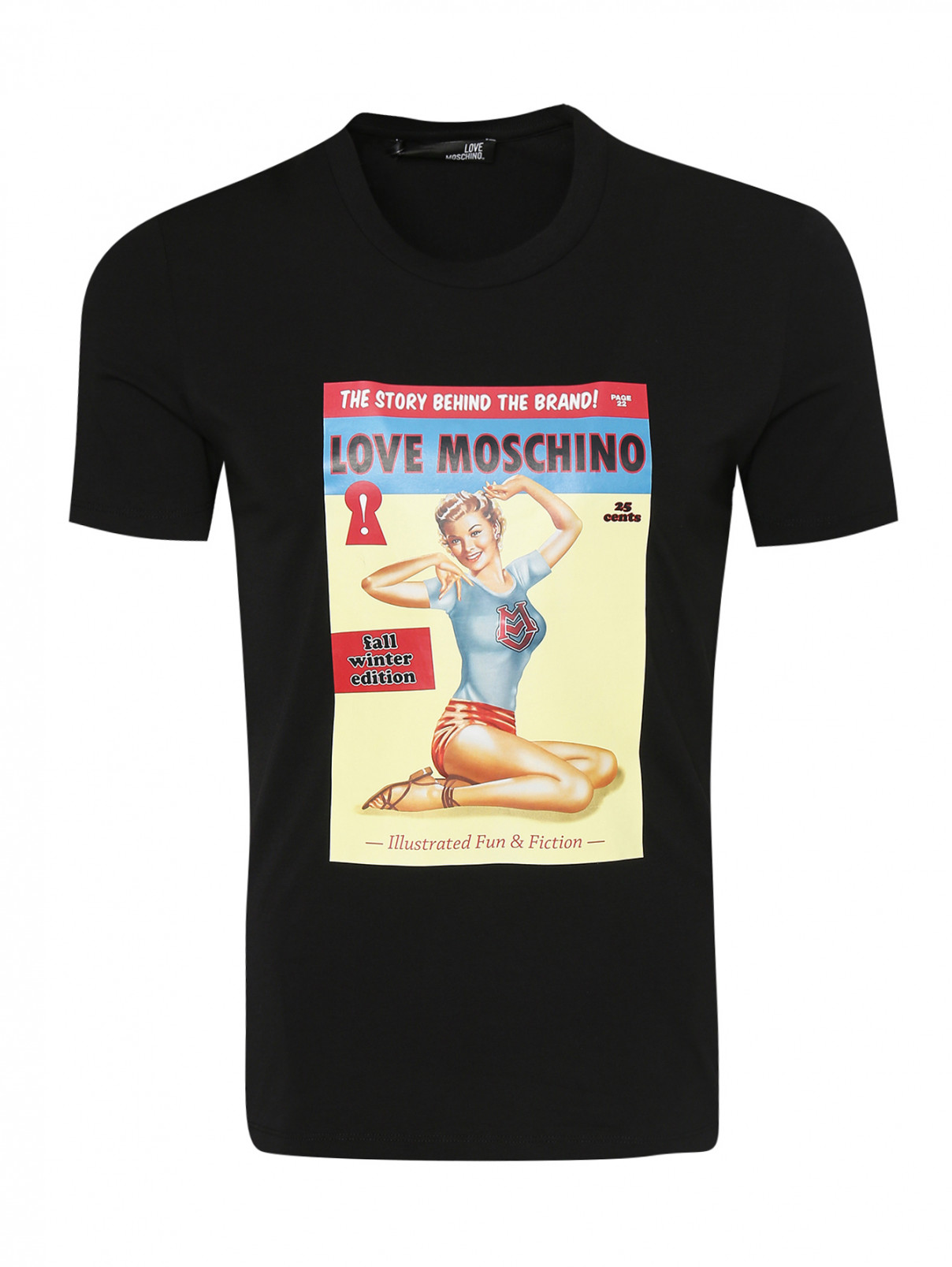 Футболка из хлопка с принтом Love Moschino  –  Общий вид