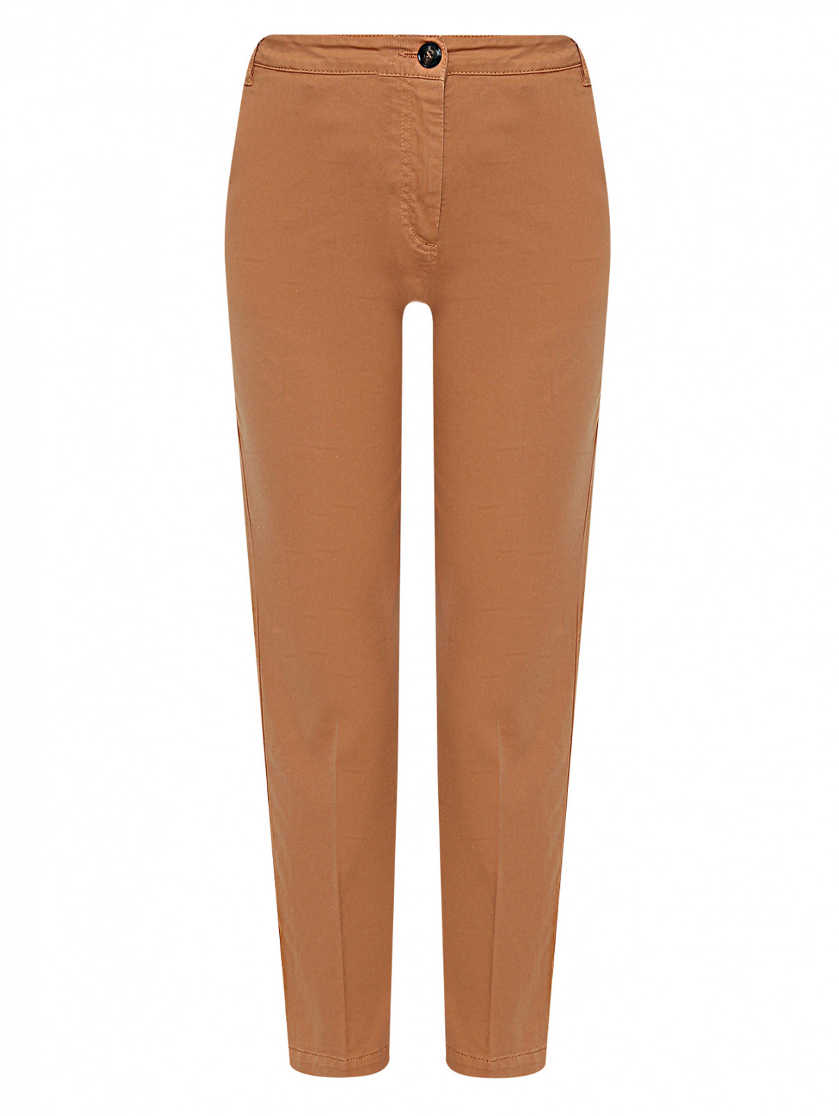Укороченные брюки из хлопка с карманами Max&Co  –  Общий вид  – Цвет:  Коричневый