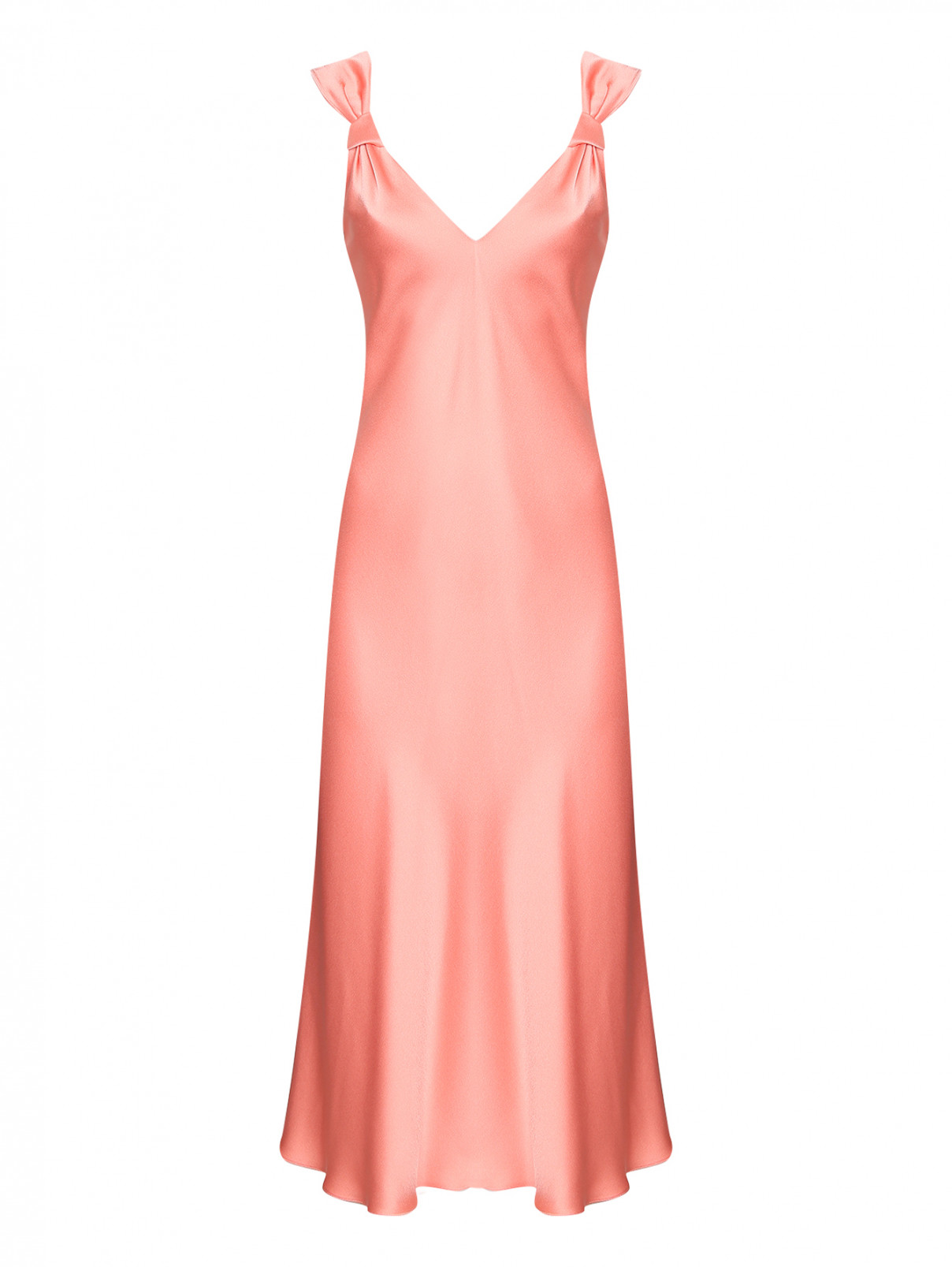 Платье-миди на широких брителях Max Mara  –  Общий вид  – Цвет:  Розовый