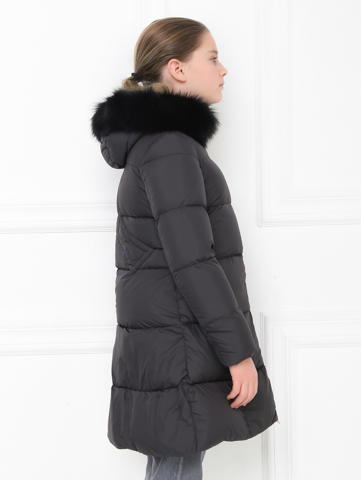 Стеганое пуховое пальто с капюшоном Add  –  МодельВерхНиз2  – Цвет:  Черный