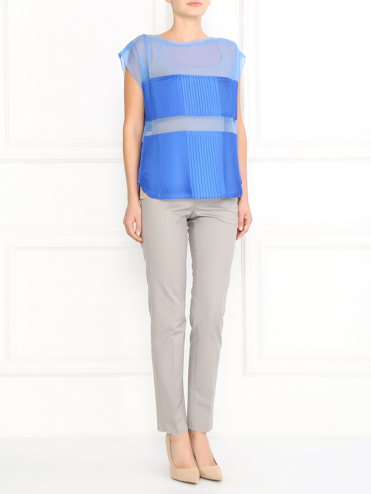Блуза-гофре Jean Paul Gaultier  –  Модель Общий вид  – Цвет:  Синий