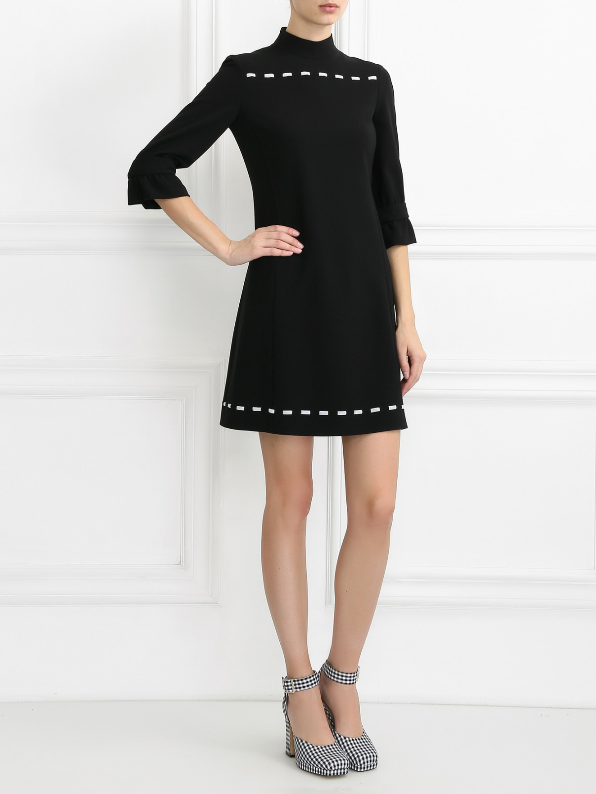 Платье-мини с контрастными вставками Moschino  –  Модель Общий вид  – Цвет:  Черный