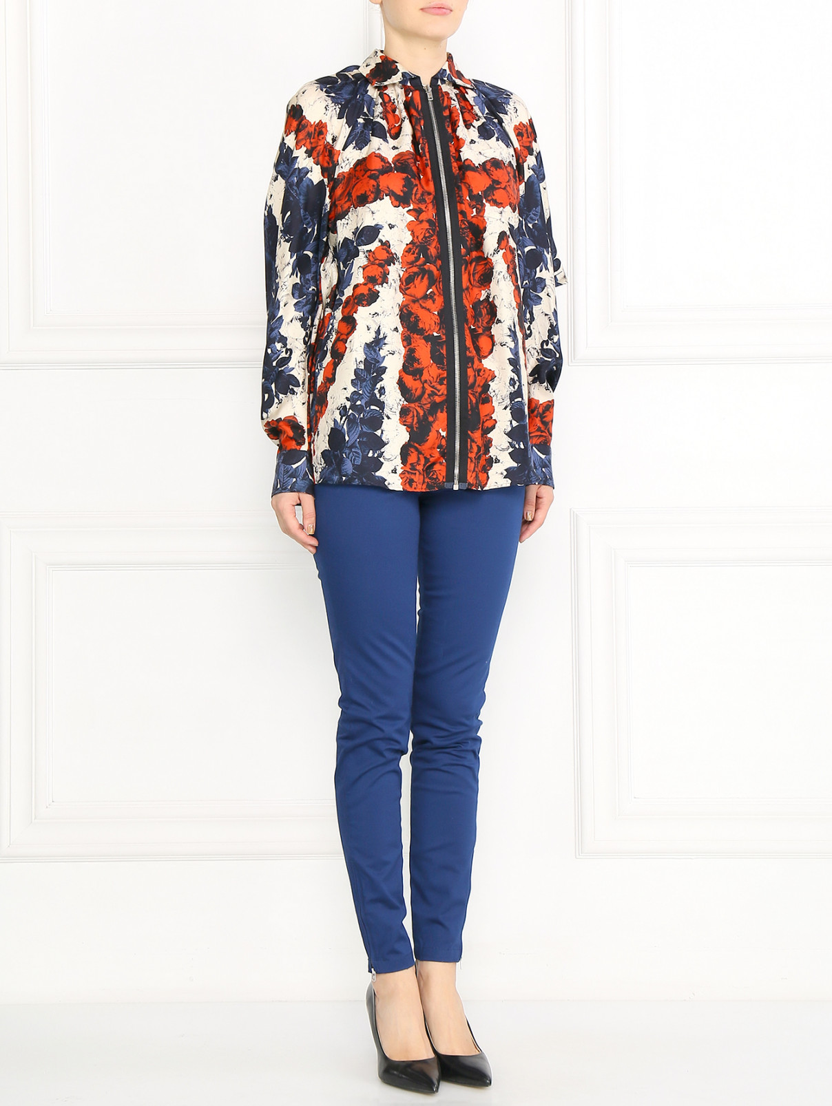 Блуза из шелка с цветочным узором Jean Paul Gaultier  –  Модель Общий вид  – Цвет:  Узор