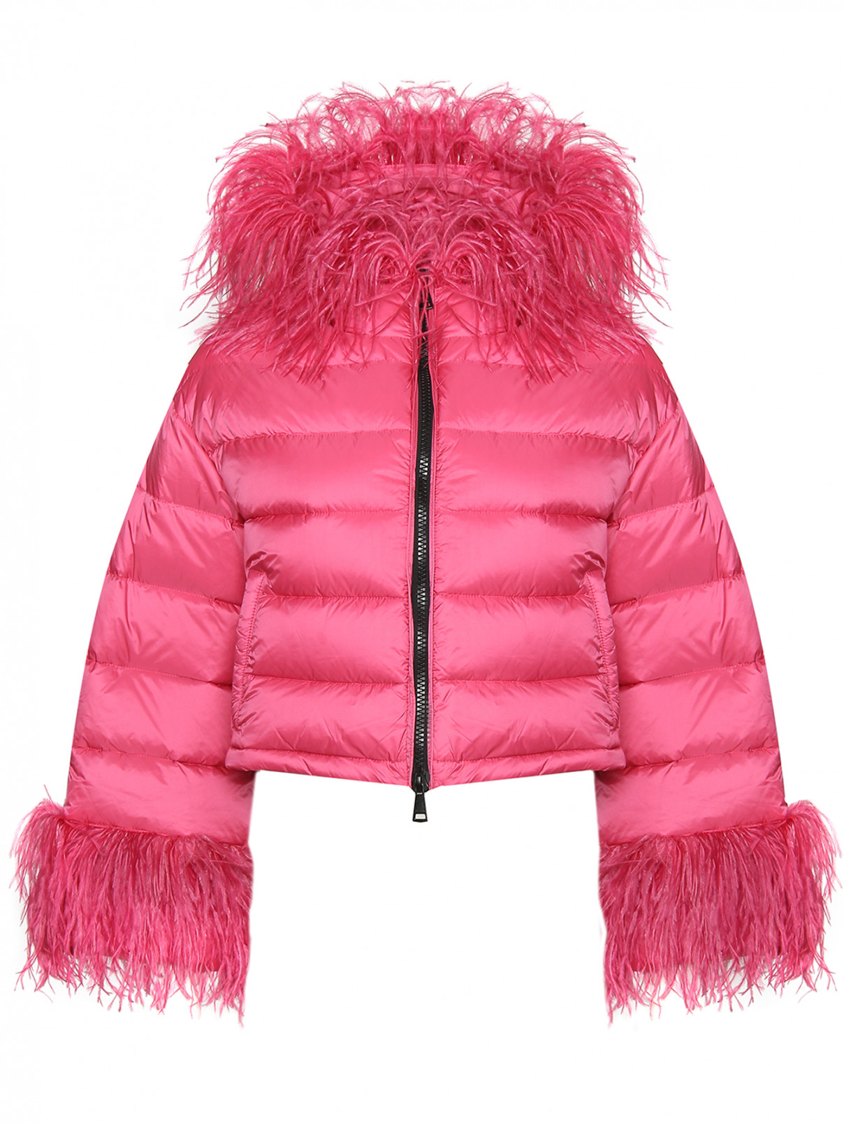 Куртка на молнии с декоративной отделкой Ermanno Firenze  –  Общий вид  – Цвет:  Розовый