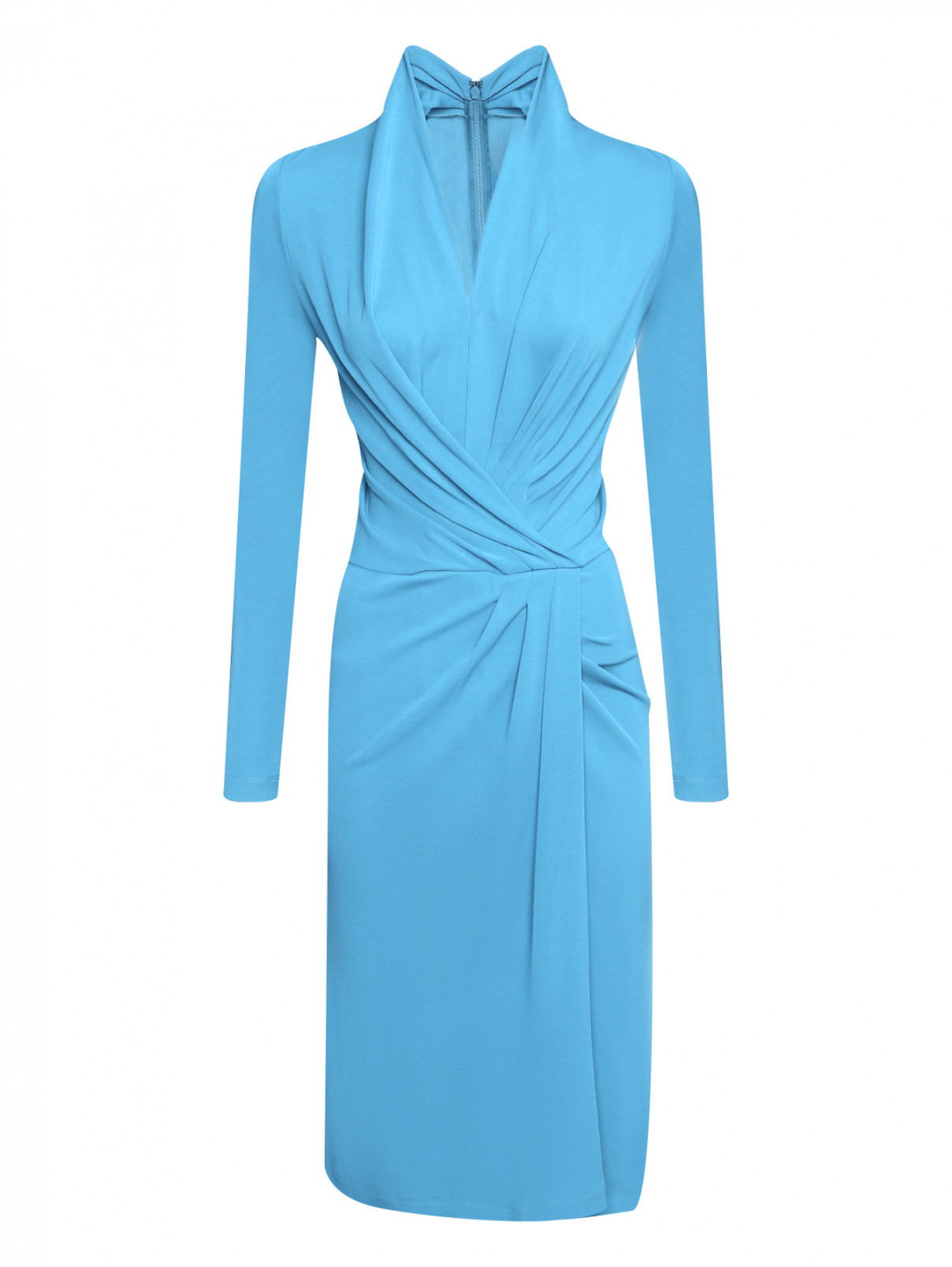 Платье на запах из вискозы Alberta Ferretti  –  Общий вид  – Цвет:  Синий