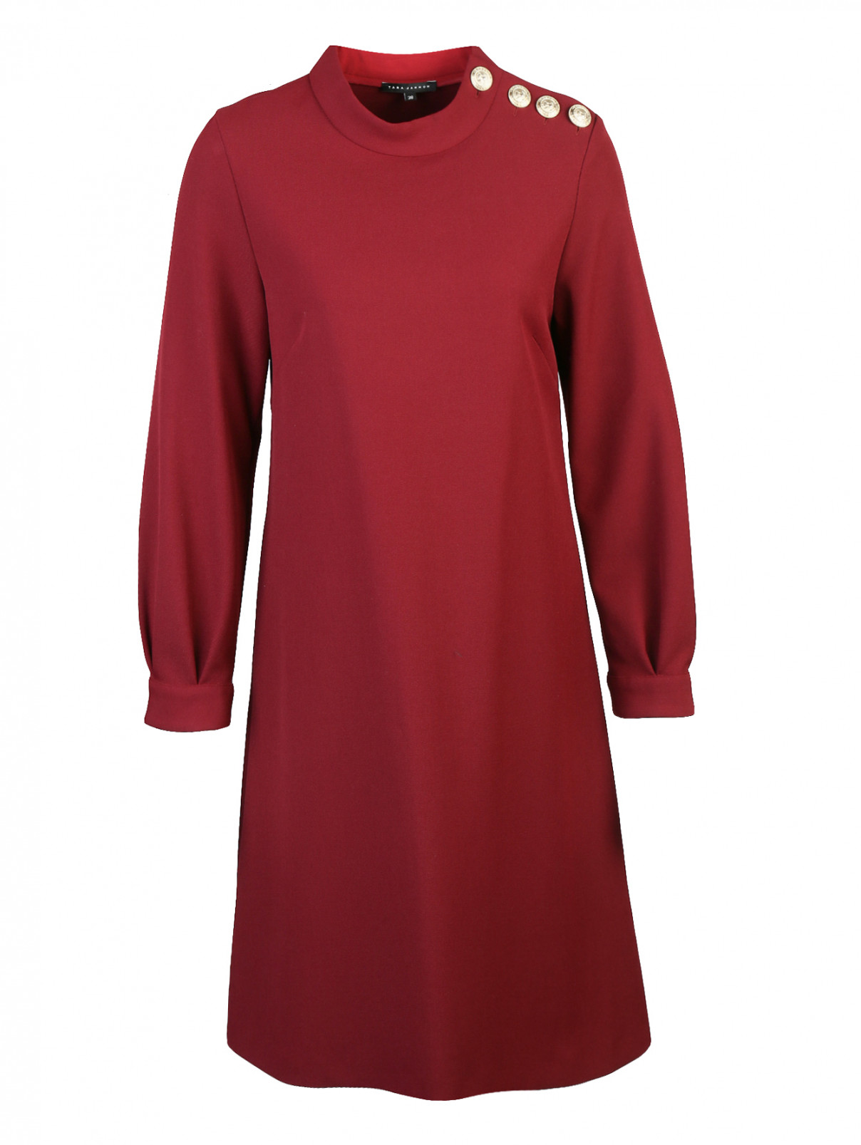 Платье прямого кроя с декоративными пуговицами Tara Jarmon  –  Общий вид  – Цвет:  Фиолетовый