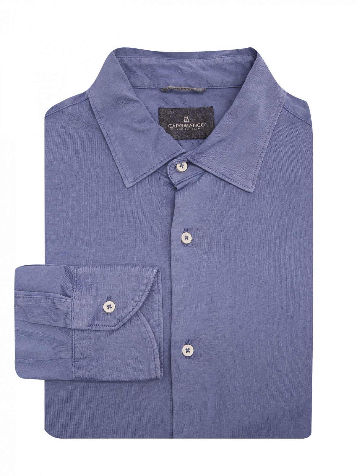 Рубашка из хлопка на пуговицах Capobianco  –  Общий вид  – Цвет:  Синий