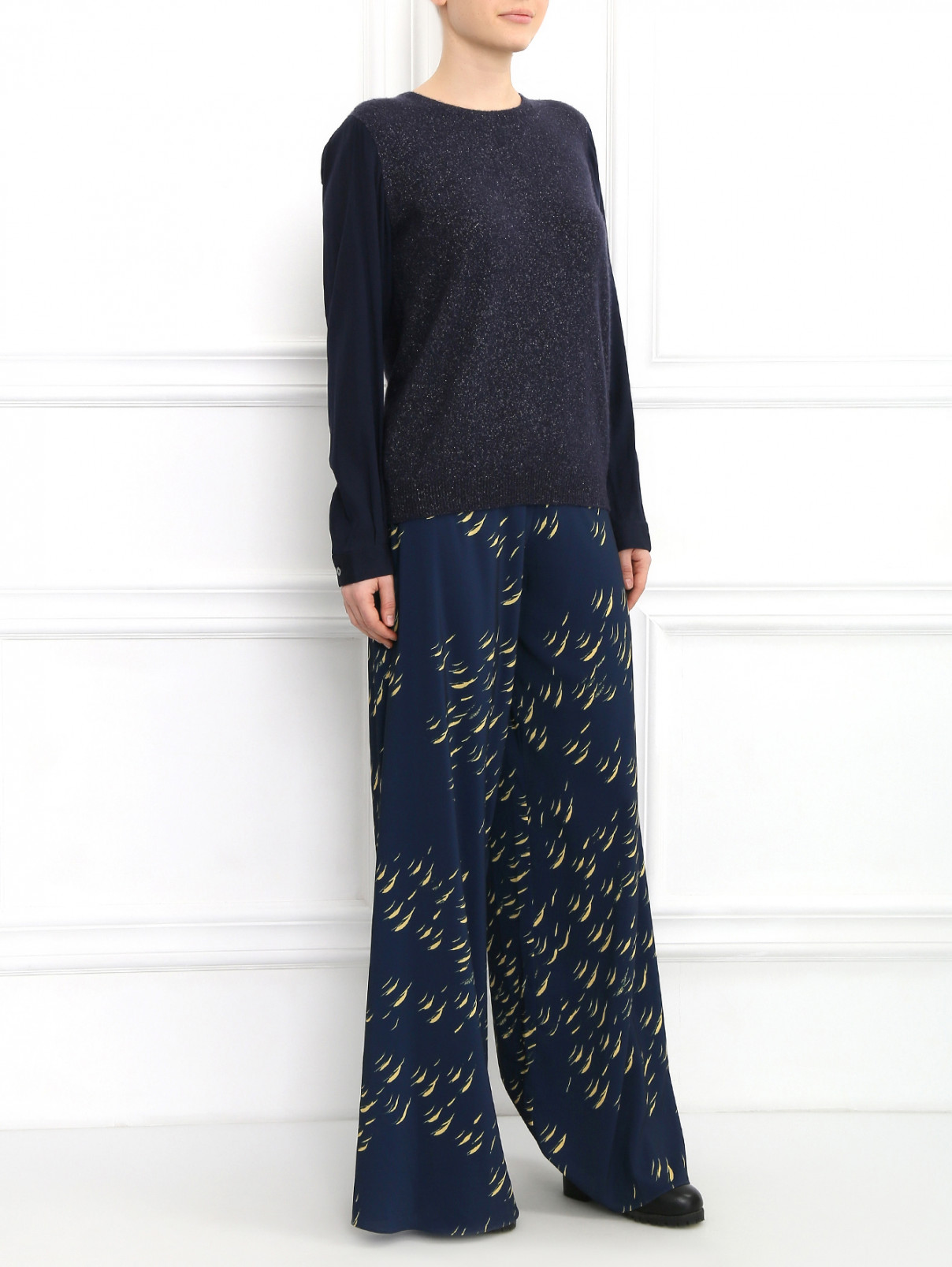 Широкие брюки с узором Alice+Olivia  –  Модель Общий вид  – Цвет:  Синий