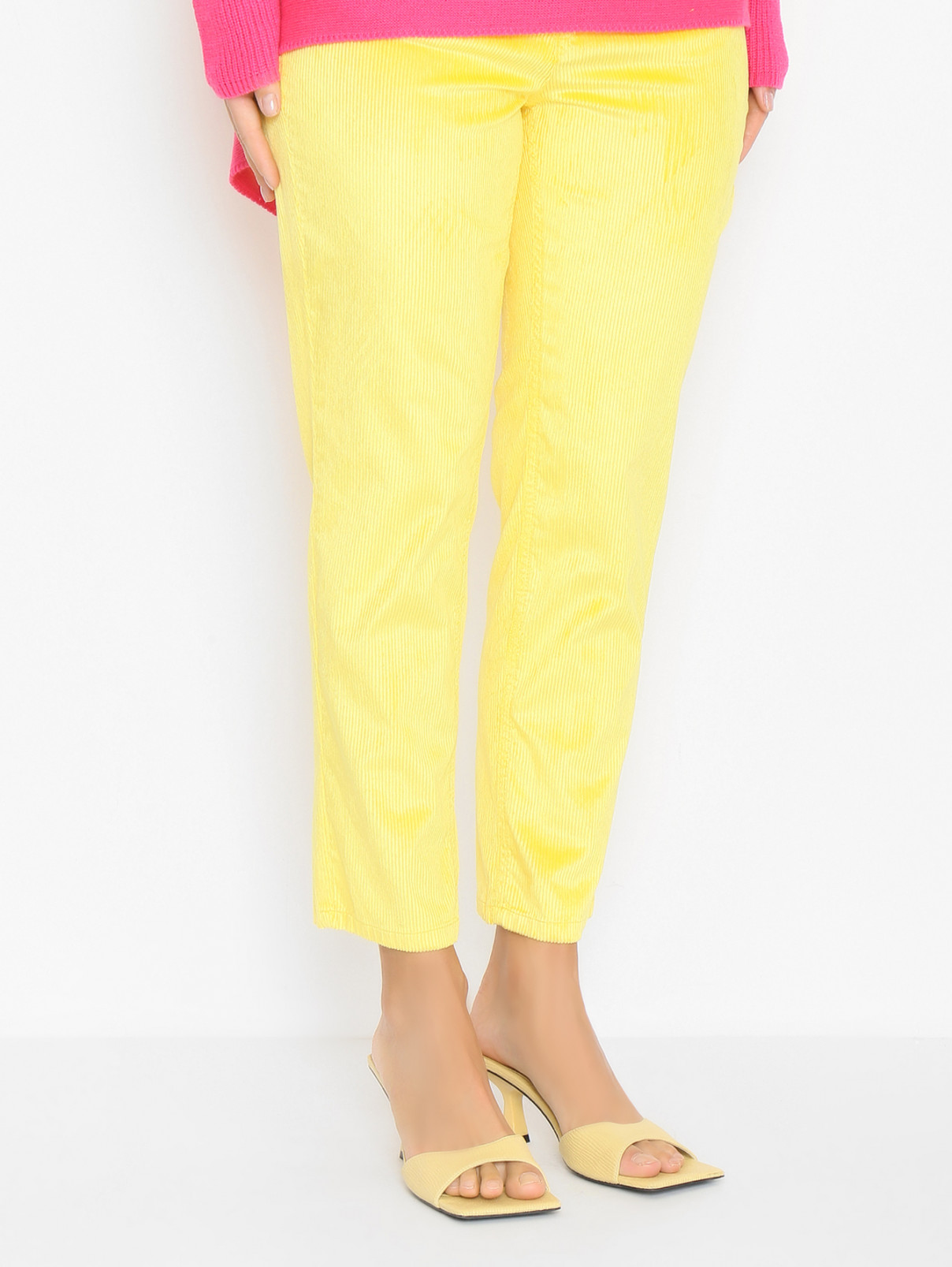 Однотонные брюки из смешанного хлопка Marina Rinaldi  –  МодельВерхНиз  – Цвет:  Желтый
