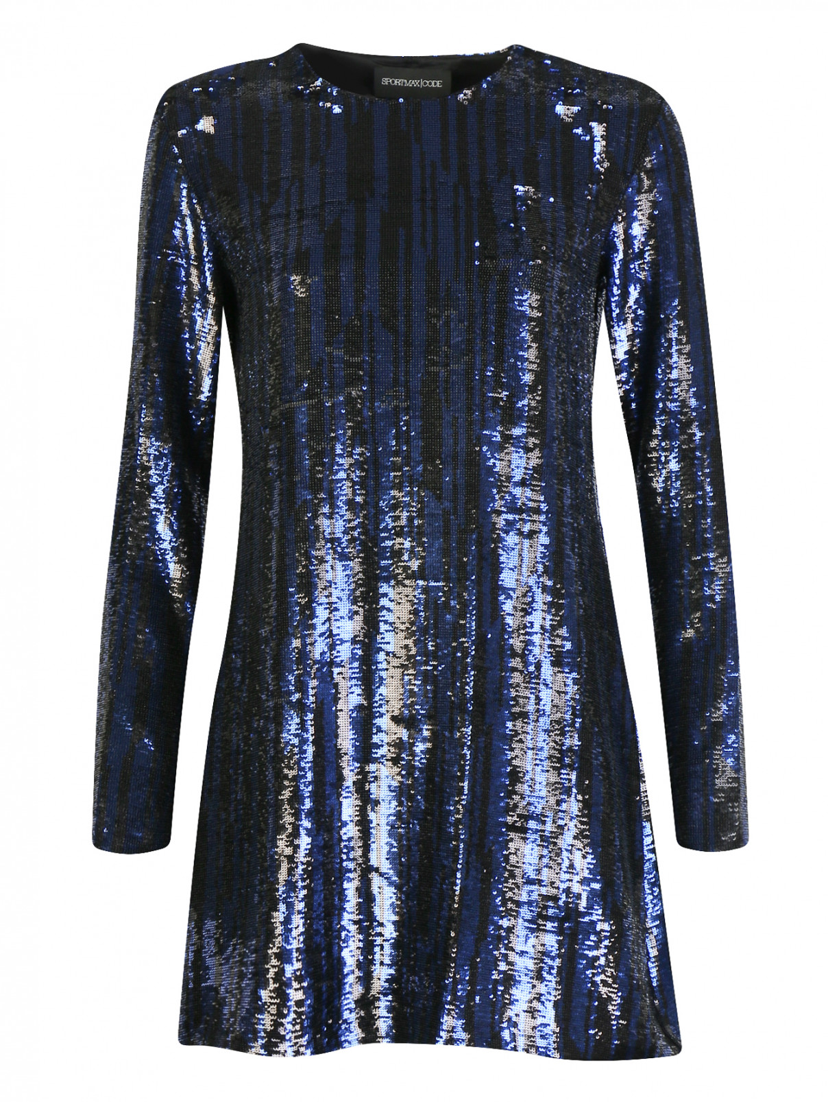 Платье-мини декорированное пайетками Sportmax  –  Общий вид  – Цвет:  Синий