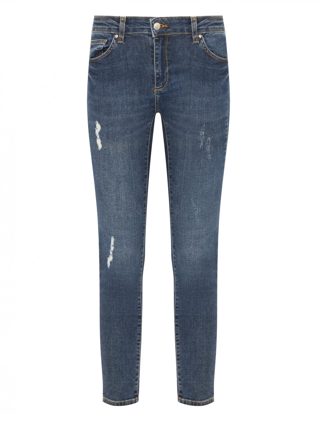 Зауженные джинсы с надрезами SILVIAN HEACH  –  Общий вид  – Цвет:  Синий
