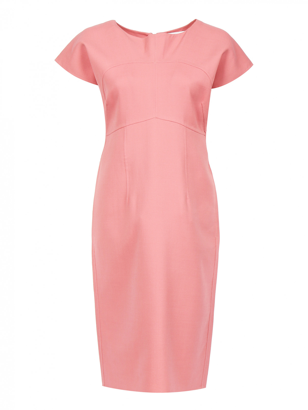 Платье-миди  свободного фасона из шерсти и шелка Jil Sander  –  Общий вид  – Цвет:  Розовый