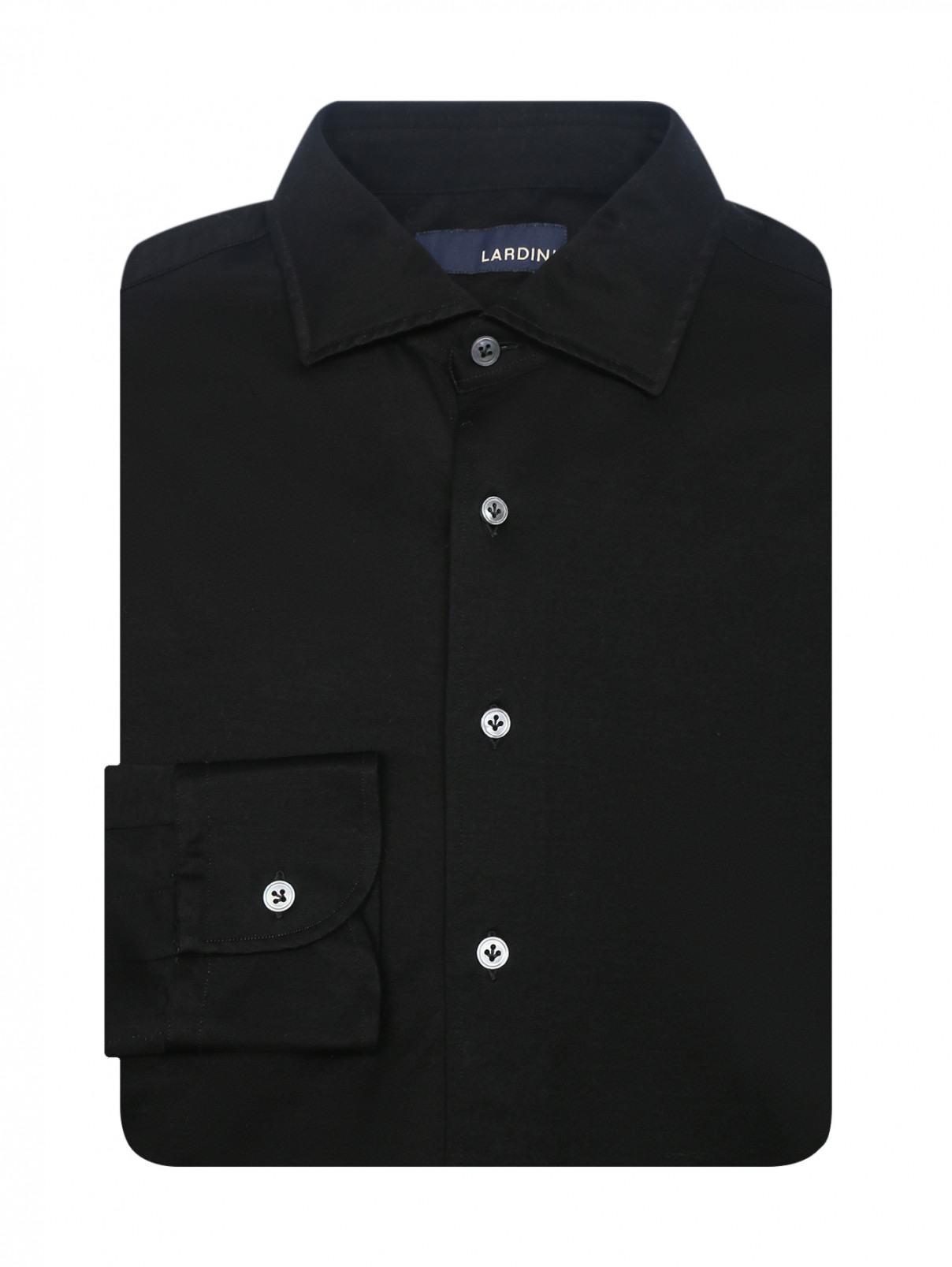 Однотонная рубашка из хлопка LARDINI  –  Общий вид  – Цвет:  Черный