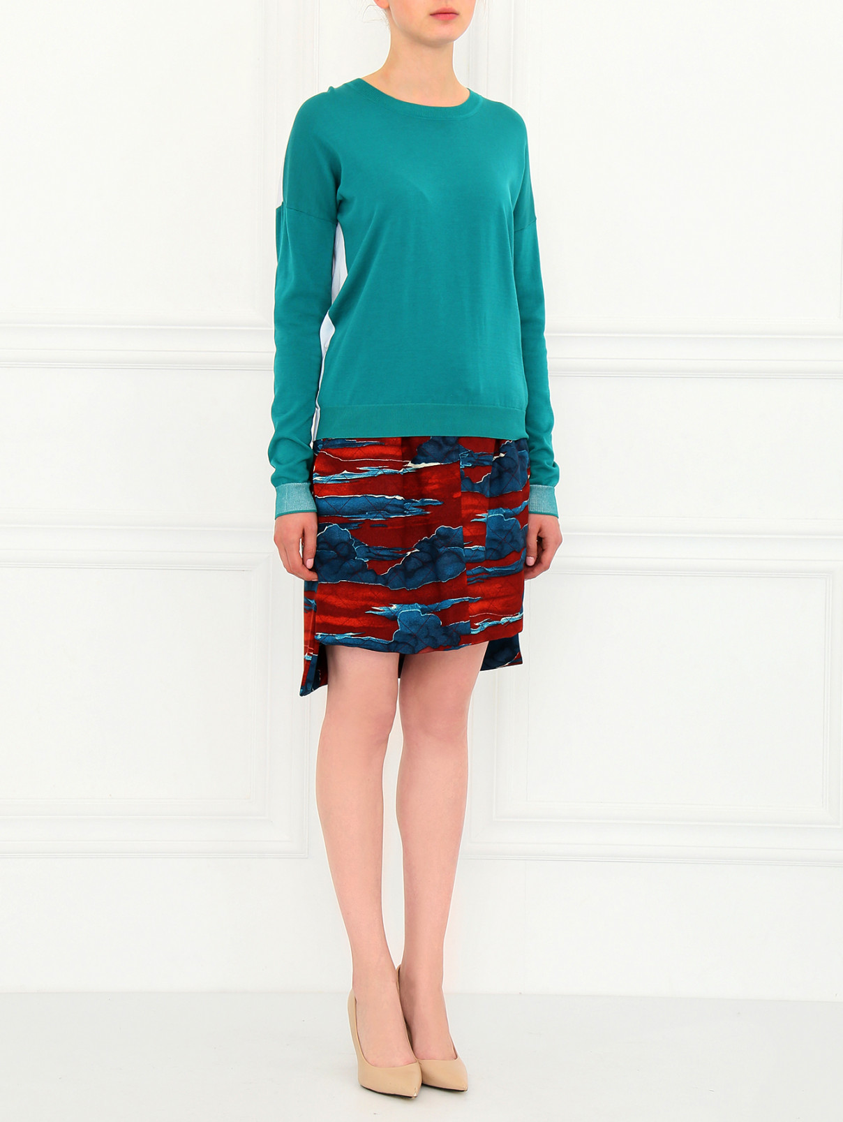 Асимметричная юбка с узором Kenzo  –  Модель Общий вид  – Цвет:  Красный