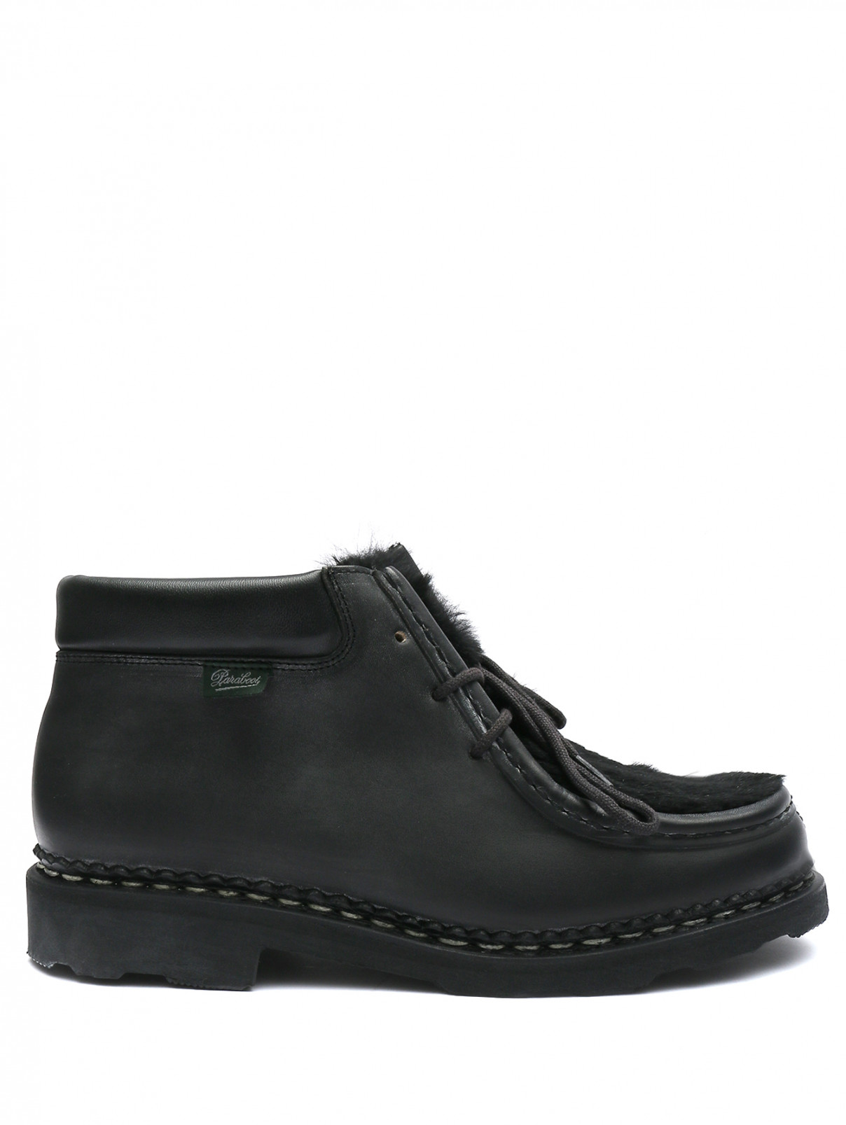 Комбинированные ботинки из кожи на шнурках Paraboot  –  Обтравка1  – Цвет:  Черный