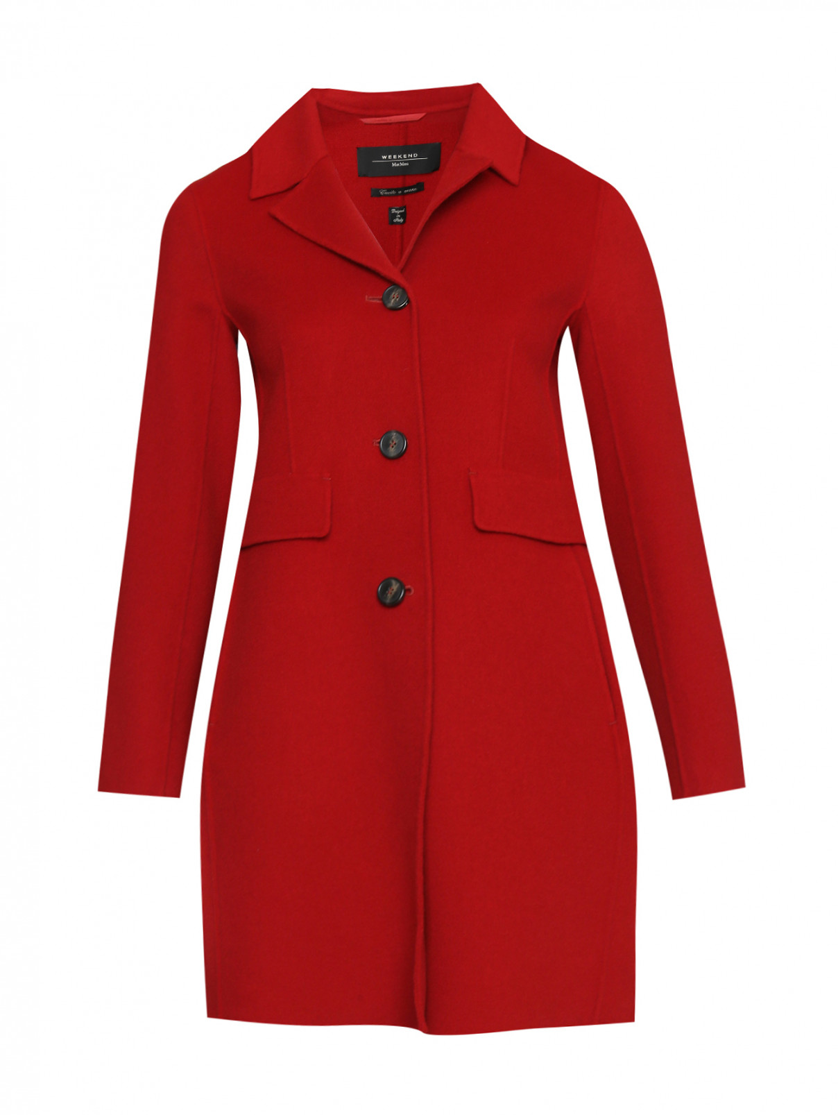 Пальто из шерсти на пуговицах Weekend Max Mara  –  Общий вид  – Цвет:  Красный