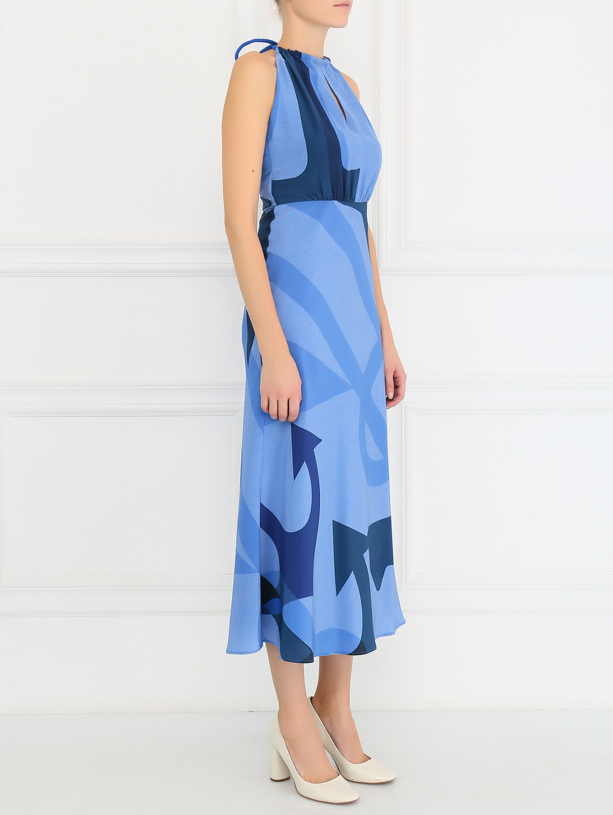 Платье из шелка с открытой спиной Max Mara  –  Модель Общий вид  – Цвет:  Синий